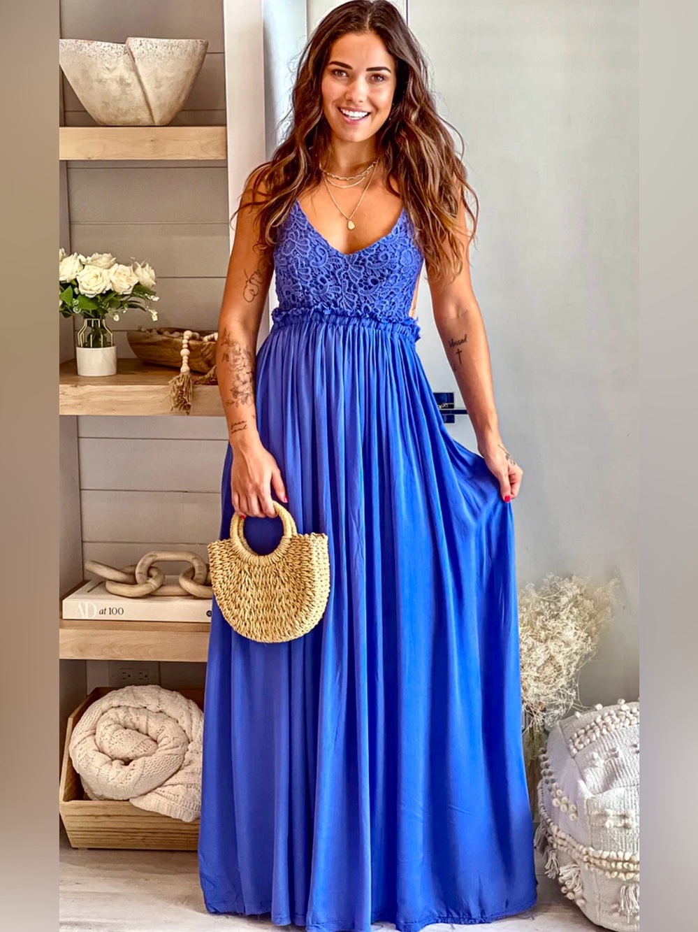 Boutique— Marineblu Lace Bodice Maxi Dress